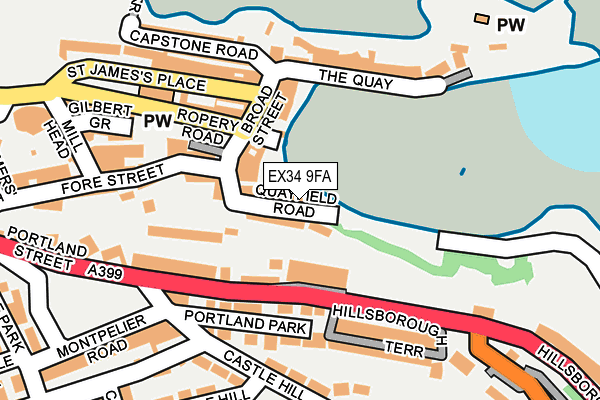 EX34 9FA map - OS OpenMap – Local (Ordnance Survey)