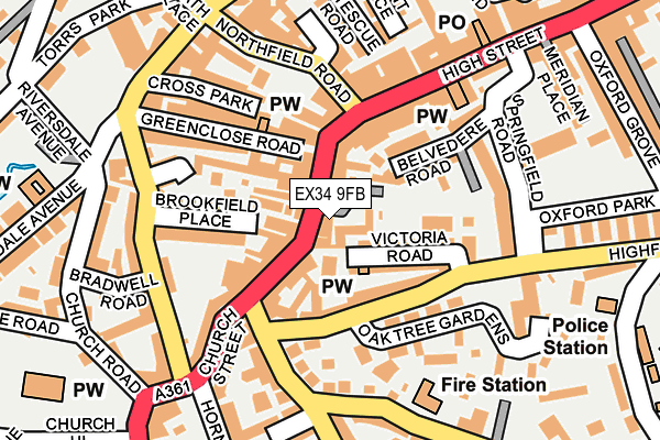 EX34 9FB map - OS OpenMap – Local (Ordnance Survey)