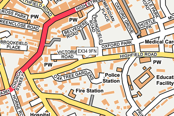 EX34 9FN map - OS OpenMap – Local (Ordnance Survey)