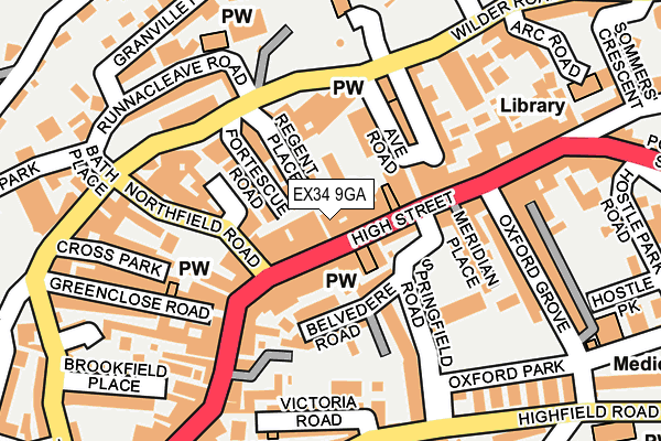 EX34 9GA map - OS OpenMap – Local (Ordnance Survey)