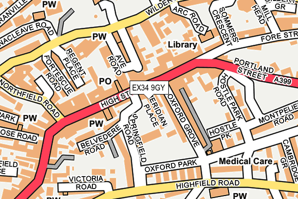 EX34 9GY map - OS OpenMap – Local (Ordnance Survey)