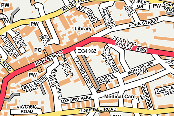 EX34 9GZ map - OS OpenMap – Local (Ordnance Survey)