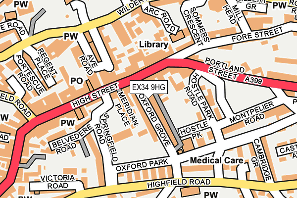 EX34 9HG map - OS OpenMap – Local (Ordnance Survey)