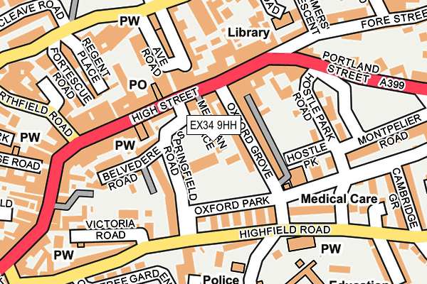 EX34 9HH map - OS OpenMap – Local (Ordnance Survey)