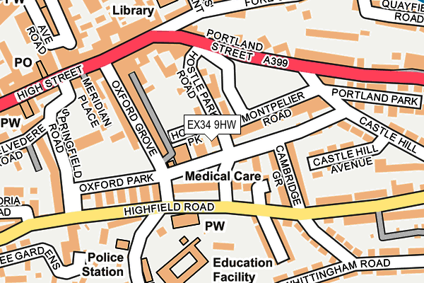 EX34 9HW map - OS OpenMap – Local (Ordnance Survey)