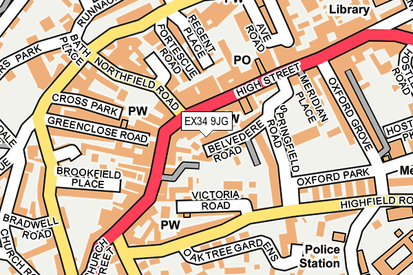 EX34 9JG map - OS OpenMap – Local (Ordnance Survey)