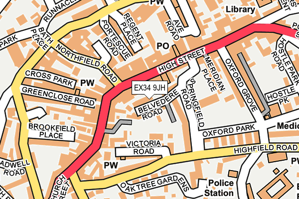 EX34 9JH map - OS OpenMap – Local (Ordnance Survey)