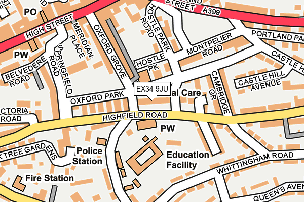 EX34 9JU map - OS OpenMap – Local (Ordnance Survey)