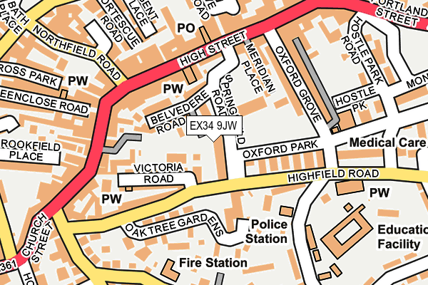 EX34 9JW map - OS OpenMap – Local (Ordnance Survey)