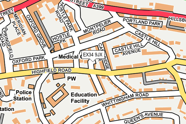 EX34 9JX map - OS OpenMap – Local (Ordnance Survey)