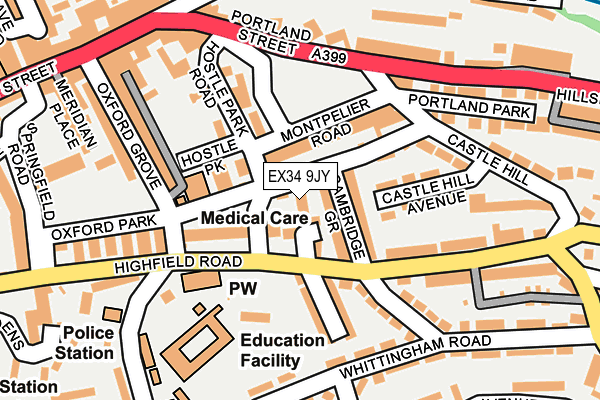 EX34 9JY map - OS OpenMap – Local (Ordnance Survey)