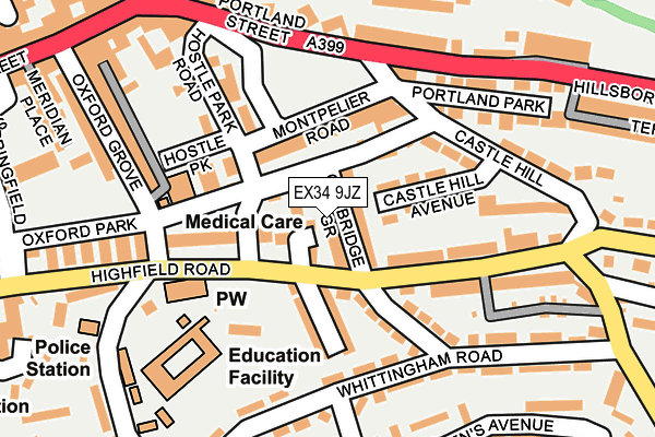 EX34 9JZ map - OS OpenMap – Local (Ordnance Survey)