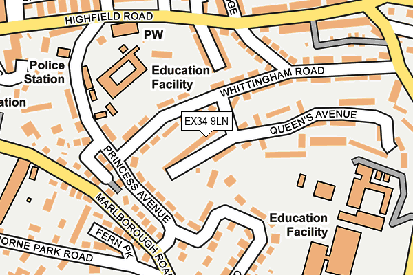 EX34 9LN map - OS OpenMap – Local (Ordnance Survey)