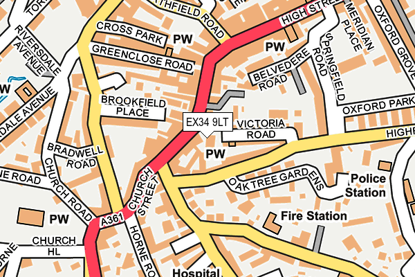 EX34 9LT map - OS OpenMap – Local (Ordnance Survey)
