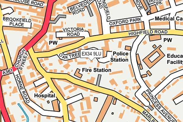 EX34 9LU map - OS OpenMap – Local (Ordnance Survey)