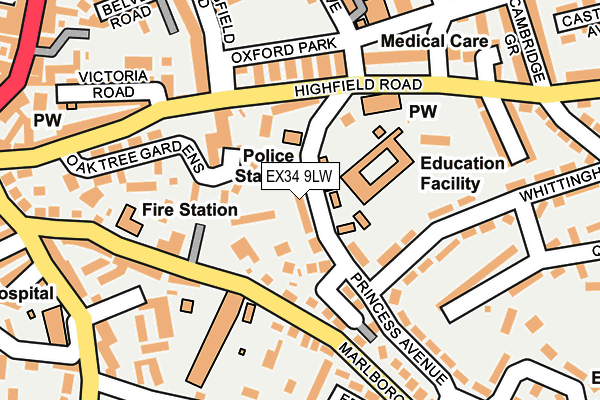 EX34 9LW map - OS OpenMap – Local (Ordnance Survey)