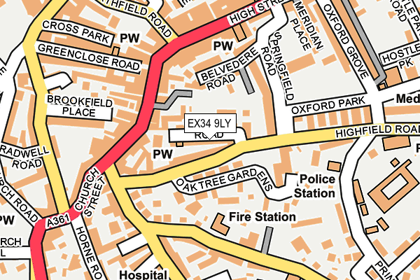 EX34 9LY map - OS OpenMap – Local (Ordnance Survey)