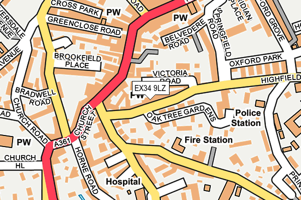 EX34 9LZ map - OS OpenMap – Local (Ordnance Survey)