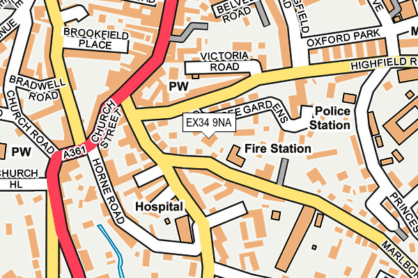 EX34 9NA map - OS OpenMap – Local (Ordnance Survey)