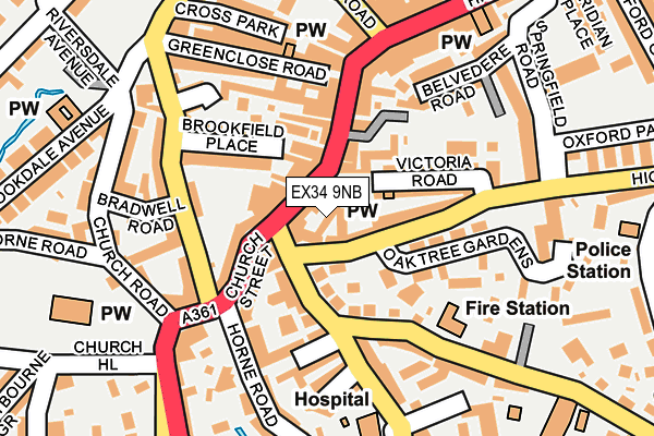 EX34 9NB map - OS OpenMap – Local (Ordnance Survey)