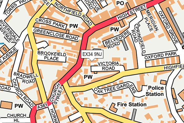 EX34 9NJ map - OS OpenMap – Local (Ordnance Survey)