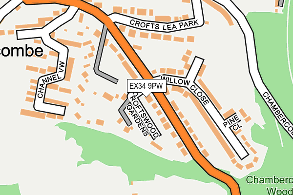 EX34 9PW map - OS OpenMap – Local (Ordnance Survey)