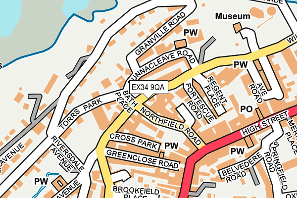 EX34 9QA map - OS OpenMap – Local (Ordnance Survey)