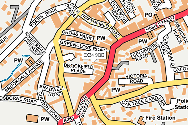 EX34 9QD map - OS OpenMap – Local (Ordnance Survey)