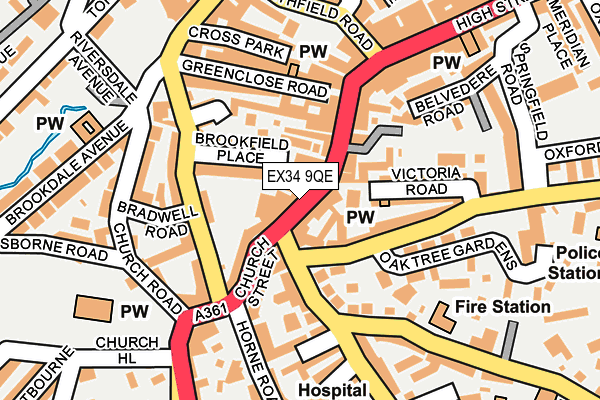 EX34 9QE map - OS OpenMap – Local (Ordnance Survey)