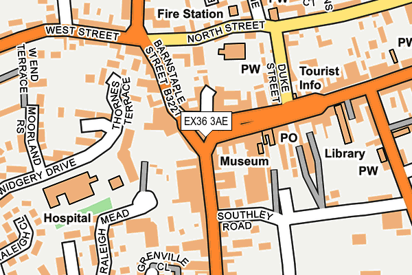 EX36 3AE map - OS OpenMap – Local (Ordnance Survey)