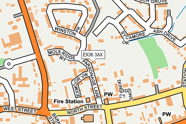 EX36 3AX map - OS OpenMap – Local (Ordnance Survey)