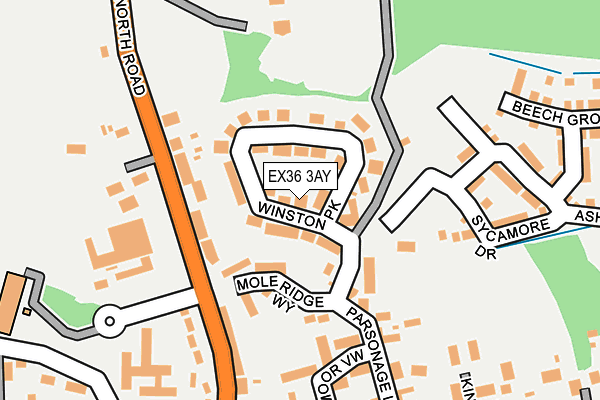 EX36 3AY map - OS OpenMap – Local (Ordnance Survey)