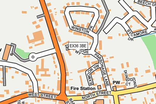 EX36 3BE map - OS OpenMap – Local (Ordnance Survey)