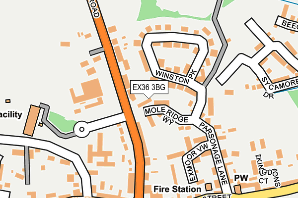 EX36 3BG map - OS OpenMap – Local (Ordnance Survey)