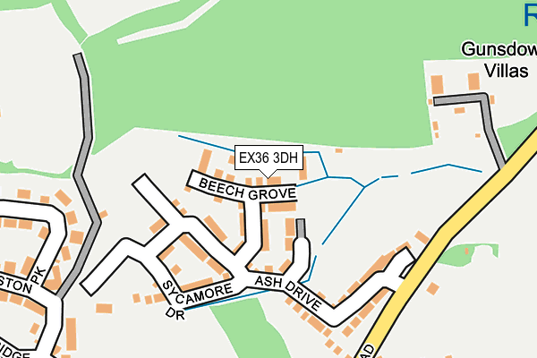 EX36 3DH map - OS OpenMap – Local (Ordnance Survey)
