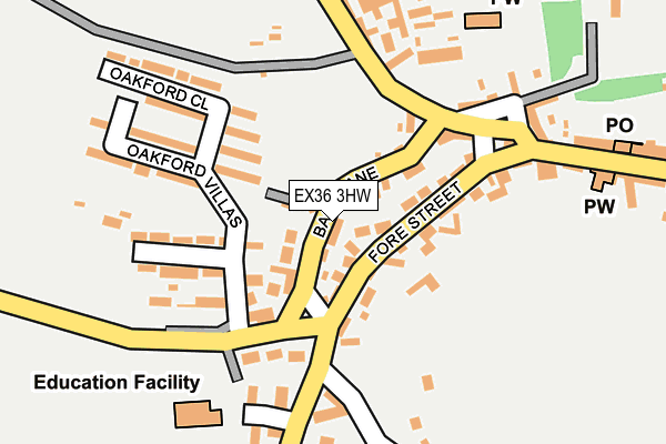 EX36 3HW map - OS OpenMap – Local (Ordnance Survey)