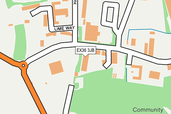 EX36 3JB map - OS OpenMap – Local (Ordnance Survey)