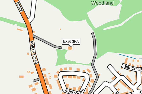 EX36 3RA map - OS OpenMap – Local (Ordnance Survey)