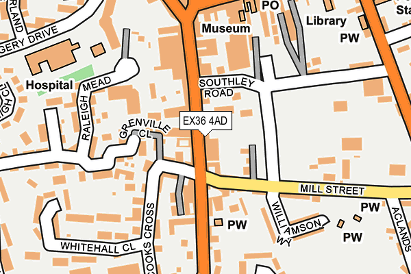 EX36 4AD map - OS OpenMap – Local (Ordnance Survey)