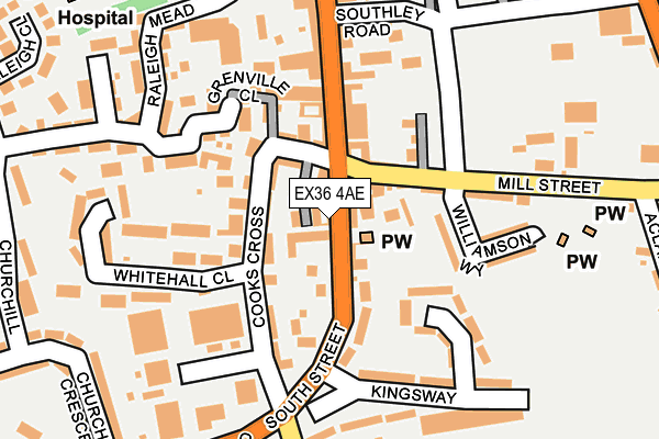 EX36 4AE map - OS OpenMap – Local (Ordnance Survey)