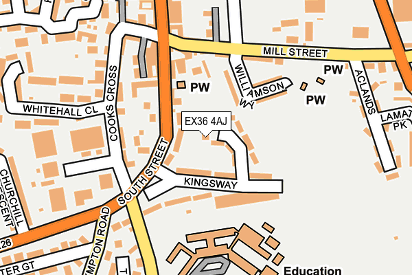 EX36 4AJ map - OS OpenMap – Local (Ordnance Survey)