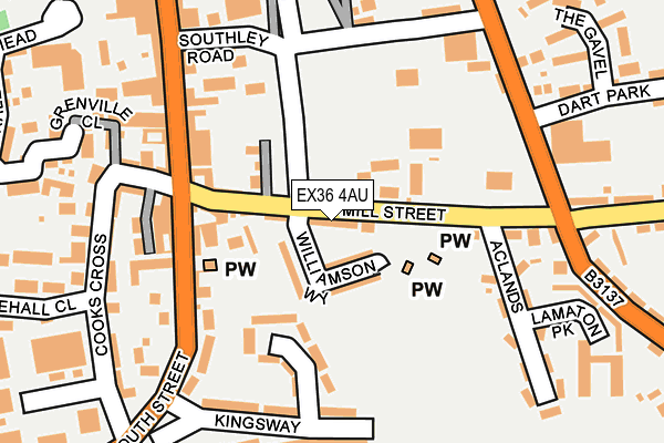 EX36 4AU map - OS OpenMap – Local (Ordnance Survey)