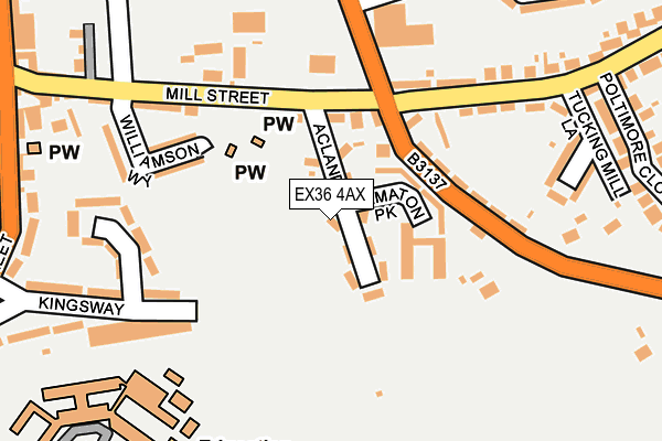 EX36 4AX map - OS OpenMap – Local (Ordnance Survey)