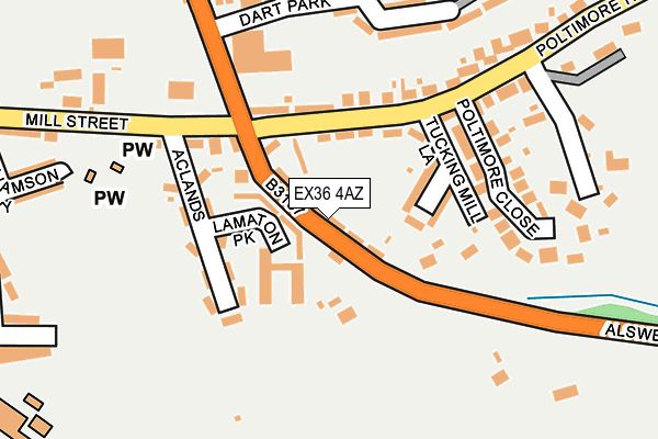 EX36 4AZ map - OS OpenMap – Local (Ordnance Survey)