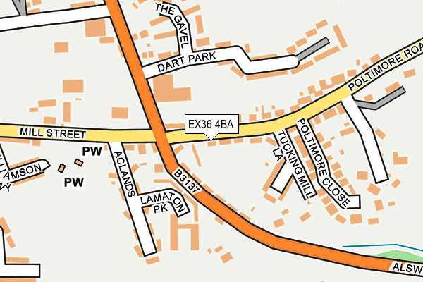 EX36 4BA map - OS OpenMap – Local (Ordnance Survey)