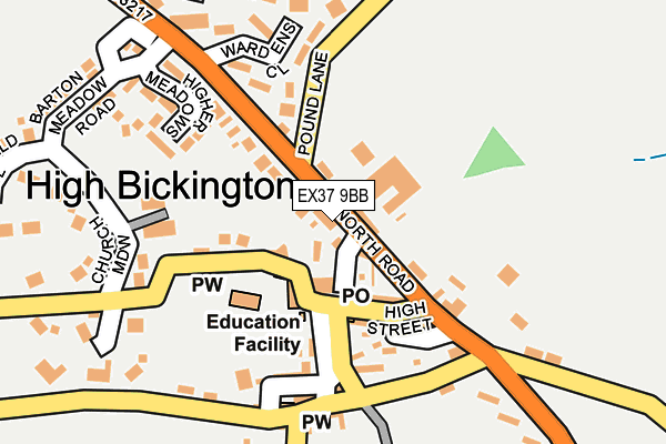 EX37 9BB map - OS OpenMap – Local (Ordnance Survey)