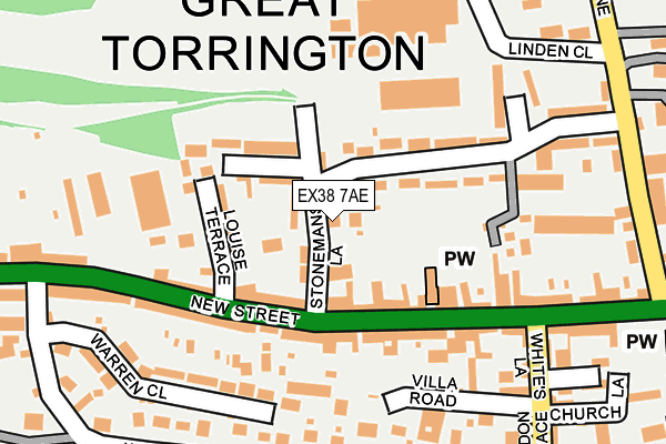 EX38 7AE map - OS OpenMap – Local (Ordnance Survey)