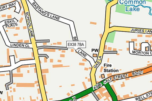 EX38 7BA map - OS OpenMap – Local (Ordnance Survey)