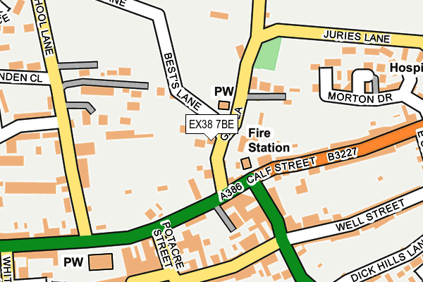 EX38 7BE map - OS OpenMap – Local (Ordnance Survey)