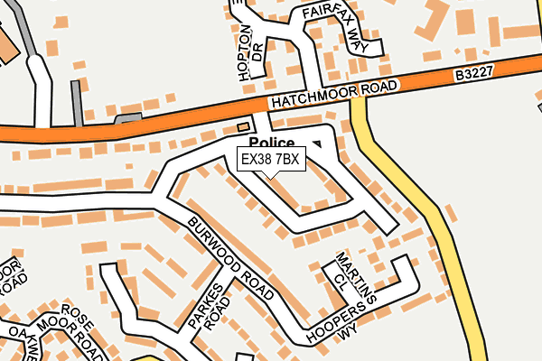 EX38 7BX map - OS OpenMap – Local (Ordnance Survey)